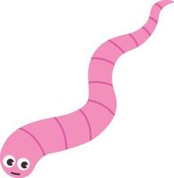 Earthworm Cartoon Character with Face Expression. Isolated Icon vector