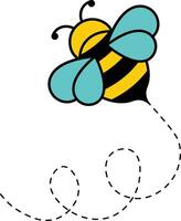 Bee Flying Path in Cartoon Style. Isolated Illustration. vector