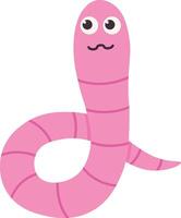 Earthworm Cartoon Character with Face Expression. Isolated Icon vector