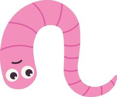 Earthworm Cartoon Character with Face Expression. Isolated Icon vector