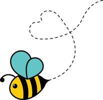 Bee Flying Path in Cartoon Style. Isolated Illustration. vector