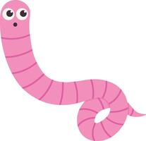 Earthworm Cartoon Character with Face Expression. Isolated Icon vector