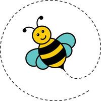 Bee Flying Path in Cartoon Style. Isolated Illustration. vector