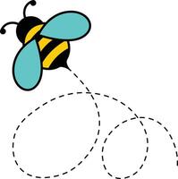 Bee Flying Path in Cartoon Style. Isolated Illustration. vector