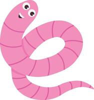 Earthworm Cartoon Character with Face Expression. Isolated Icon vector