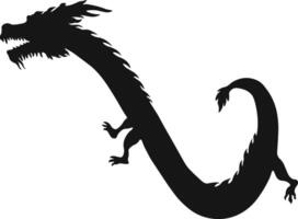 Chinese Dragon Silhouette. Chinese Dragon Symbol. Isolated Black Silhouette vector