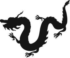 Chinese Dragon Silhouette. Chinese Dragon Symbol. Isolated Black Silhouette vector