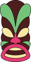 ilustración de étnico tiki mascarilla. hawaiano tótem cultura en dibujos animados diseño vector