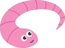 Earthworm Cartoon Character with Face Expression. Isolated Icon vector