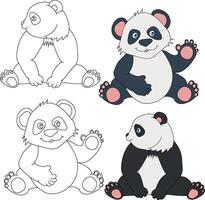 panda clipart. salvaje animales clipart colección para amantes de selvas y fauna silvestre. esta conjunto será ser un Perfecto adición a tu safari y temática del zoológico proyectos vector