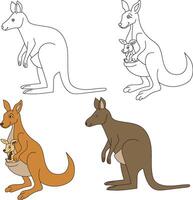 Kangaroo Clipart. Wild Animals clipart collection for lovers of jungles and wildlife. This set will be a perfect addition to your safari and zoo-themed projects. vector