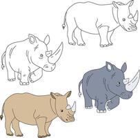 rinoceronte clipart. salvaje animales clipart colección para amantes de selvas y fauna silvestre. esta conjunto será ser un Perfecto adición a tu safari y temática del zoológico proyectos vector