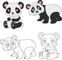 panda clipart. salvaje animales clipart colección para amantes de selvas y fauna silvestre. esta conjunto será ser un Perfecto adición a tu safari y temática del zoológico proyectos vector