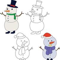 Snowman Clipart for Lovers of Winter Season. This Winter Theme Snowman Suits Christmas Celebration vector