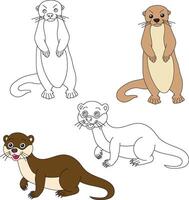 Otter Clipart. Aquatic Animal Clipart for Lovers of Underwater Sea Animals, Marine Life, and Sea Life vector