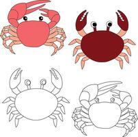 Crab Clipart. Aquatic Animal Clipart for Lovers of Underwater Sea Animals, Marine Life, and Sea Life vector