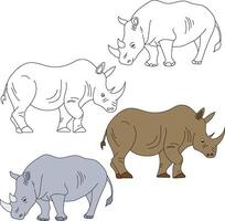 Rhino Clipart. Wild Animals clipart collection for lovers of jungles and wildlife. This set will be a perfect addition to your safari and zoo-themed projects. vector