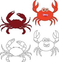 Crab Clipart. Aquatic Animal Clipart for Lovers of Underwater Sea Animals, Marine Life, and Sea Life vector