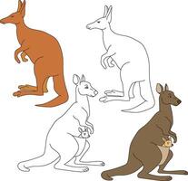 Kangaroo Clipart. Wild Animals clipart collection for lovers of jungles and wildlife. This set will be a perfect addition to your safari and zoo-themed projects. vector