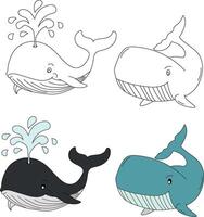 Whale Clipart. Aquatic Animal Clipart for Lovers of Underwater Sea Animals, Marine Life, and Sea Life vector