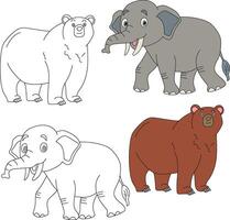 Bear and Elephant Clipart. Wild Animals clipart collection for lovers of jungles and wildlife. This set will be a perfect addition to your safari and zoo-themed projects vector