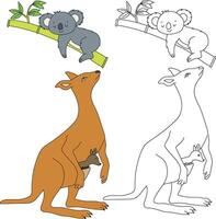 Kangaroo and Koala Clipart. Wild Animals clipart collection for lovers of jungles and wildlife. This set will be a perfect addition to your safari and zoo-themed projects vector