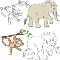 Elephant and Monkey Clipart. Wild Animals clipart collection for lovers of jungles and wildlife. This set will be a perfect addition to your safari and zoo-themed projects vector