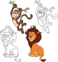 Lion and Monkey Clipart. Wild Animals clipart collection for lovers of jungles and wildlife. This set will be a perfect addition to your safari and zoo-themed projects vector