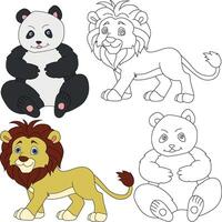 Lion and Panda Clipart. Wild Animals clipart collection for lovers of jungles and wildlife. This set will be a perfect addition to your safari and zoo-themed projects vector