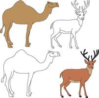 Camel and Deer Clipart. Wild Animals clipart collection for lovers of jungles and wildlife. This set will be a perfect addition to your safari and zoo-themed projects vector