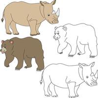 oso y rinoceronte clipart. salvaje animales clipart colección para amantes de selvas y fauna silvestre. esta conjunto será ser un Perfecto adición a tu safari y temática del zoológico proyectos vector