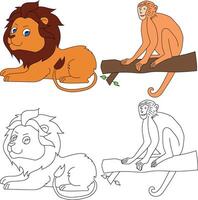 Lion and Monkey Clipart. Wild Animals clipart collection for lovers of jungles and wildlife. This set will be a perfect addition to your safari and zoo-themed projects vector