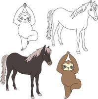 Horse and Sloth Clipart. Wild Animals clipart collection for lovers of jungles and wildlife. This set will be a perfect addition to your safari and zoo-themed projects vector