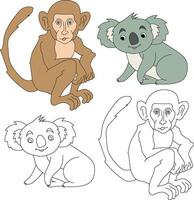 Koala and Monkey Clipart. Wild Animals clipart collection for lovers of jungles and wildlife. This set will be a perfect addition to your safari and zoo-themed projects vector