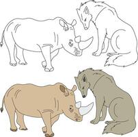 lobo y rinoceronte clipart. salvaje animales clipart colección para amantes de selvas y fauna silvestre. esta conjunto será ser un Perfecto adición a tu safari y temática del zoológico proyectos vector