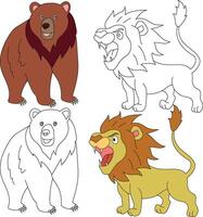 Bear and Lion Clipart. Wild Animals clipart collection for lovers of jungles and wildlife. This set will be a perfect addition to your safari and zoo-themed projects vector