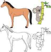 Horse and Koala Clipart. Wild Animals clipart collection for lovers of jungles and wildlife. This set will be a perfect addition to your safari and zoo-themed projects vector