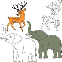 Elephant and Deer Clipart. Wild Animals clipart collection for lovers of jungles and wildlife. This set will be a perfect addition to your safari and zoo-themed projects vector