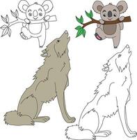 lobo y coala clipart. salvaje animales clipart colección para amantes de selvas y fauna silvestre. esta conjunto será ser un Perfecto adición a tu safari y temática del zoológico proyectos vector