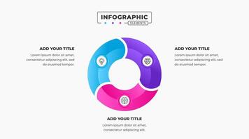 Business circle infographic presentation design template with 3 steps or options vector