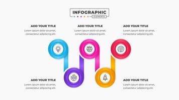 Circle infographic presentation design template with 5 steps or options vector