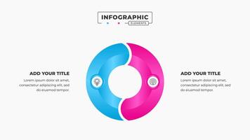 Business circle infographic presentation design template with two steps or options vector