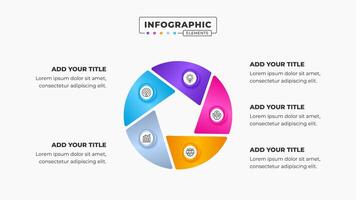 circular infografía negocio presentación diseño modelo con 5 5 pasos o opciones vector