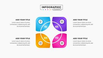 Circular timeline infographic presentation design template with 4 steps vector