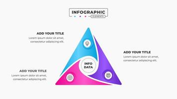 Business triangle infographic presentation design template with 3 steps or options vector