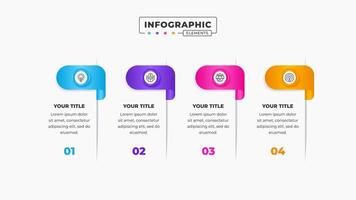 Timeline label infographic presentation design template with 4 steps or options vector