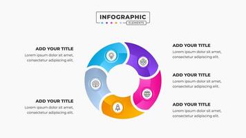 negocio circulo infografía presentación diseño modelo con 5 5 pasos o opciones vector