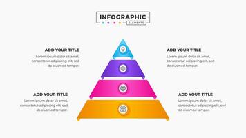 Business pyramid infographic presentation design template with 4 steps or options vector