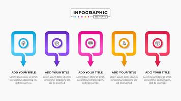 negocio flecha infografía presentación diseño modelo con 5 5 pasos o opciones vector