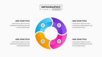 Business circle infographic presentation design template with 4 steps vector